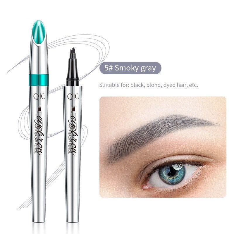 3D Waterproof Microblading Eyebrow Pen 4 Fork Tip Tattoo Pencil (Pack of 2)