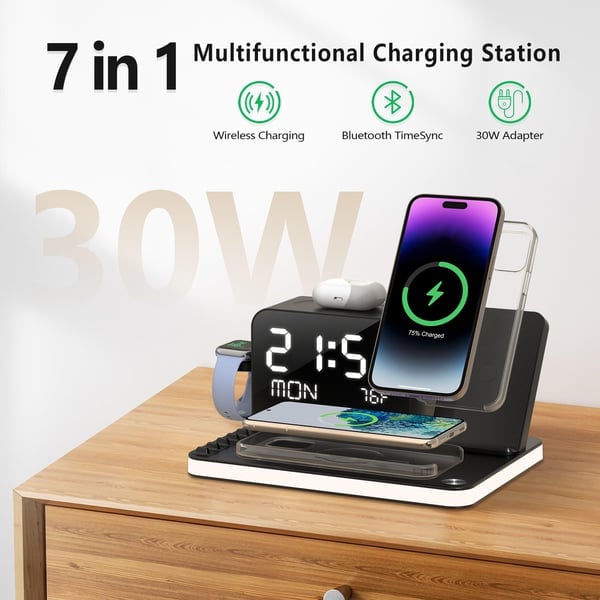 🎊New Year Special Sales-49% OFF🔥7 in 1  Wireless Charging Station with Clock