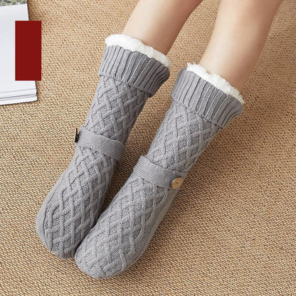 Knitted Thermal Slipper Floor Socks With Botton