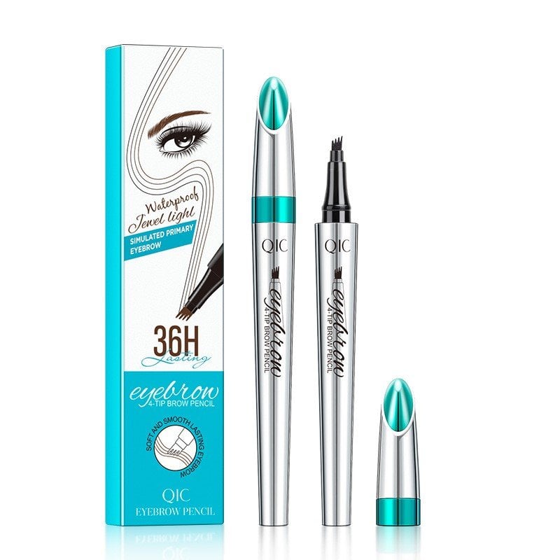 3D Waterproof Microblading Eyebrow Pen 4 Fork Tip Tattoo Pencil (Pack of 2)