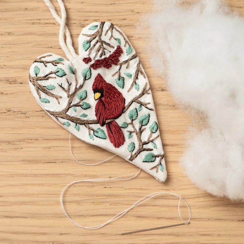 🎉DIY Heart Shaped Hand Embroidered Christmas Ornament Kit