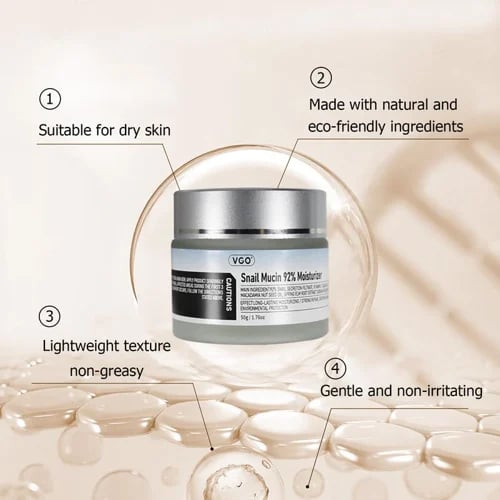 VGO Snail Mucin 92% Moisturizer Daily Face Gel Cream