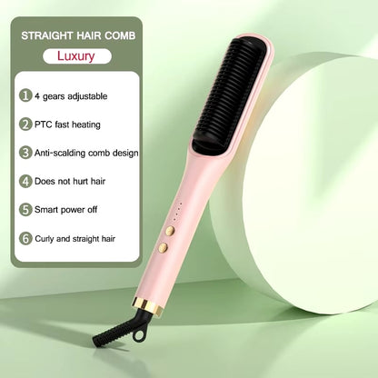 2024 Pro Steam Straightener Brush-Ultimate Hair Hydration and 3X Faster Straightening