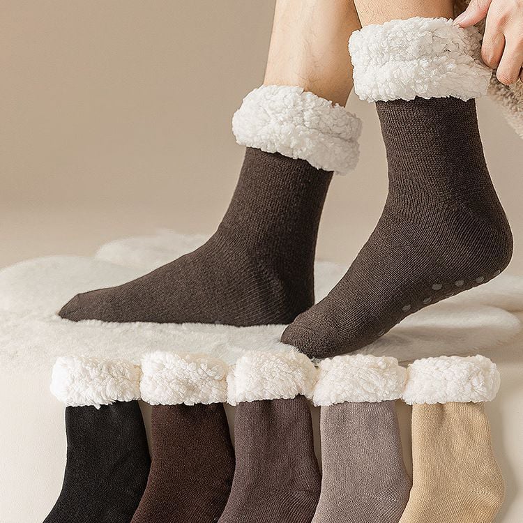 Solid Color Ultra-thick Slipper Home Socks