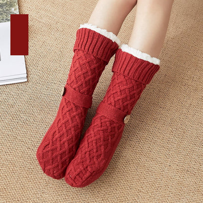 Knitted Thermal Slipper Floor Socks With Botton