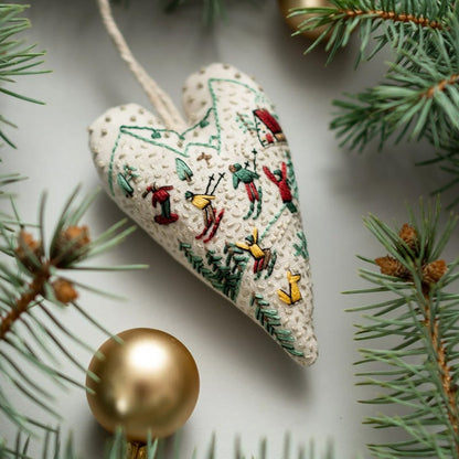 🎉DIY Heart Shaped Hand Embroidered Christmas Ornament Kit