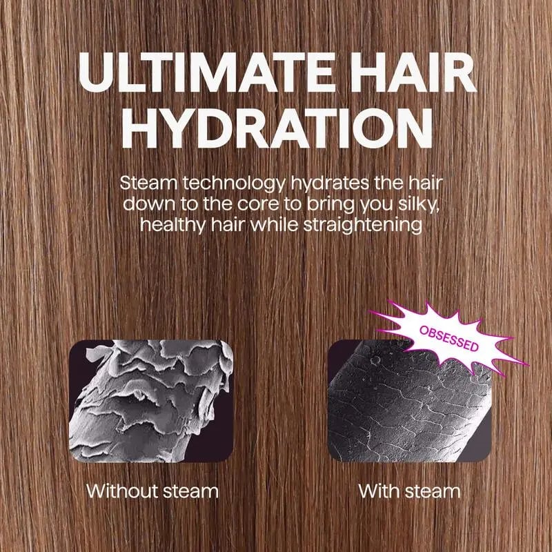 2024 Pro Steam Straightener Brush-Ultimate Hair Hydration and 3X Faster Straightening