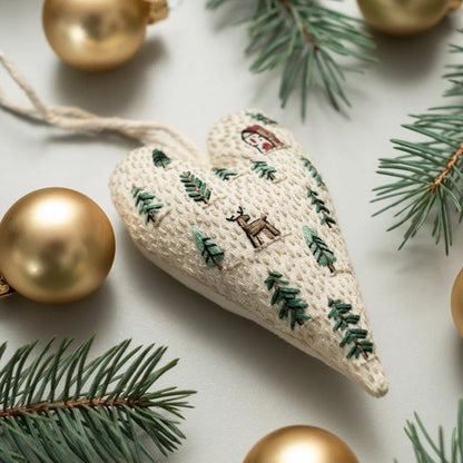 🎉DIY Heart Shaped Hand Embroidered Christmas Ornament Kit