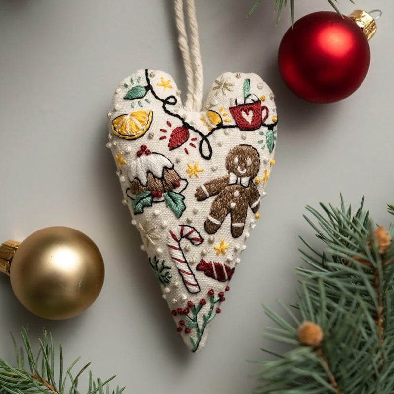 🎉DIY Heart Shaped Hand Embroidered Christmas Ornament Kit