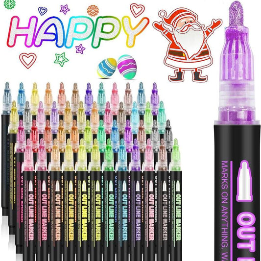 🎉🎁Last Day 49% OFF🎉 Double Line Outline Art Pen Marker Pen