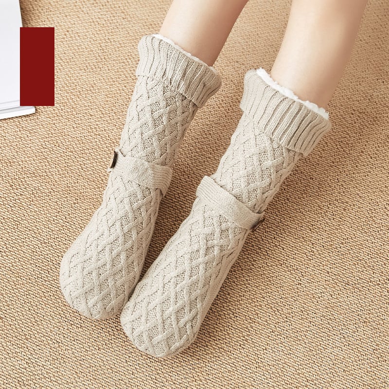 Knitted Thermal Slipper Floor Socks With Botton